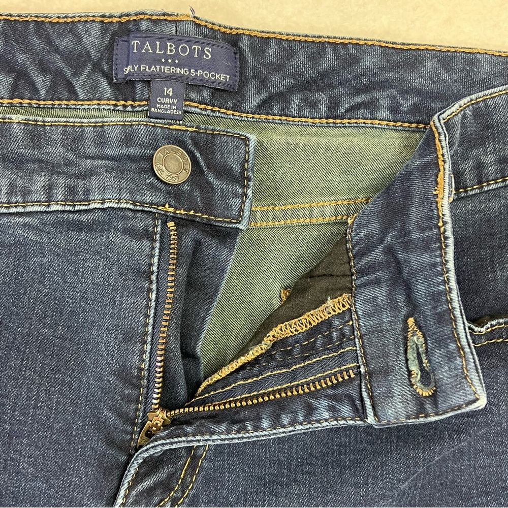 Talbots Jeans Simply Flattering Blue Denim 5-Pocket Straight Leg Size 14 Western - Picture 5 of 10